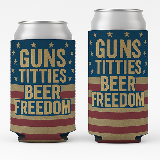 Gun Titties Beer Freedom Can Coolie Funny beer holder