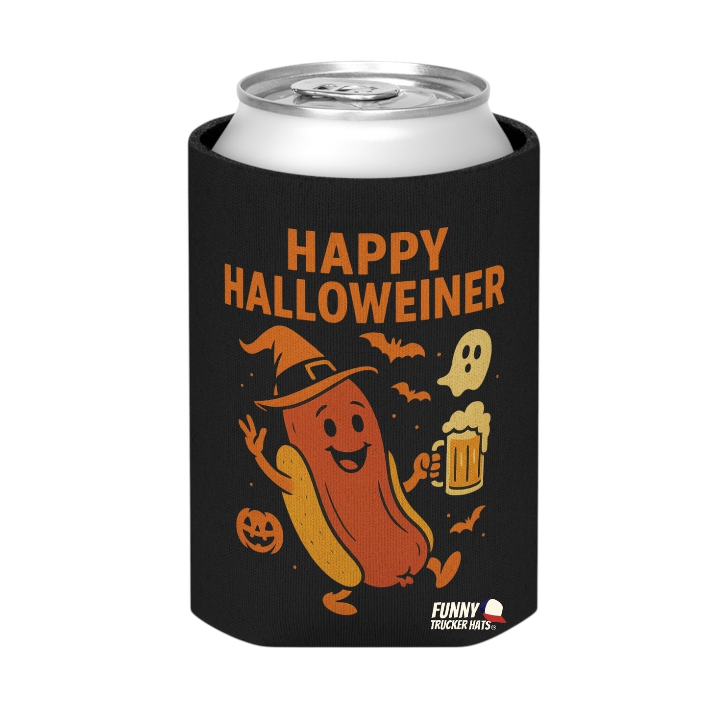 Happy Halloweiner Halloween Ghost Beer Sleeve Coolie