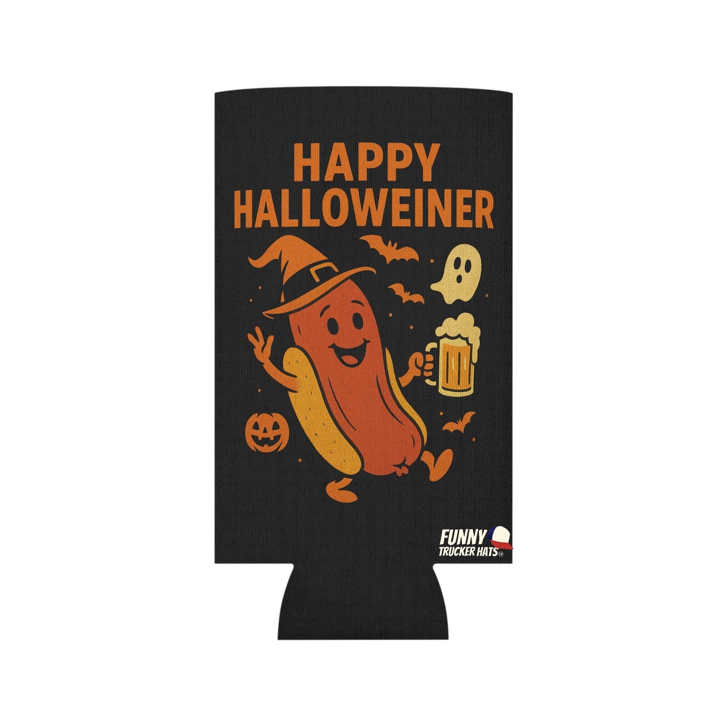 Happy Halloweiner Halloween Ghost Beer Sleeve Coolie