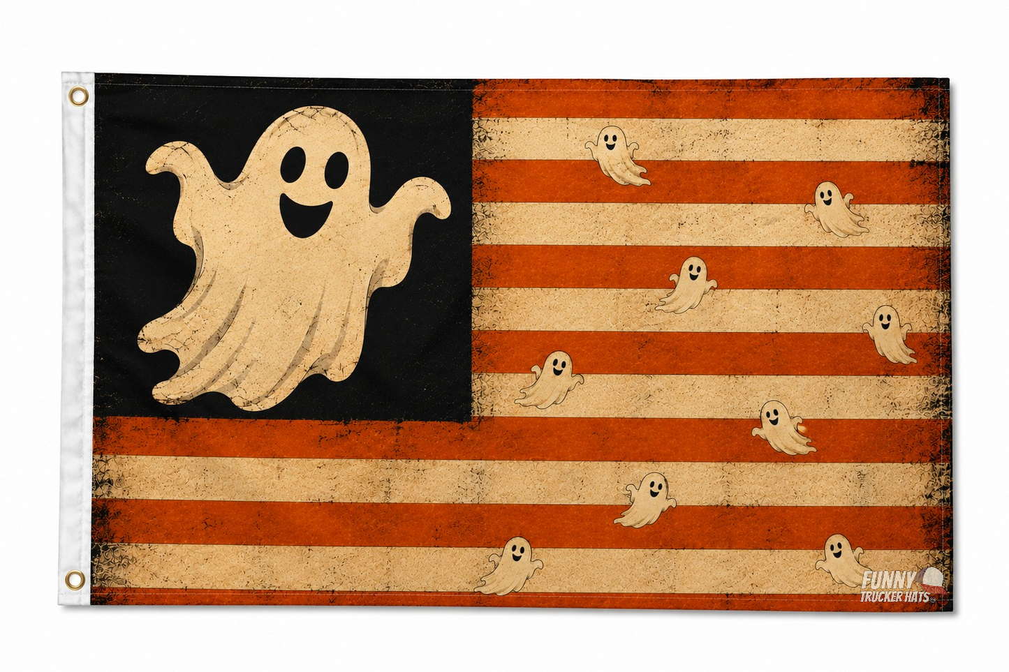 Ghost Americana Halloween Flag | Vintage 3x5 Ghost Flag | Patriotic Halloween Porch Decor
