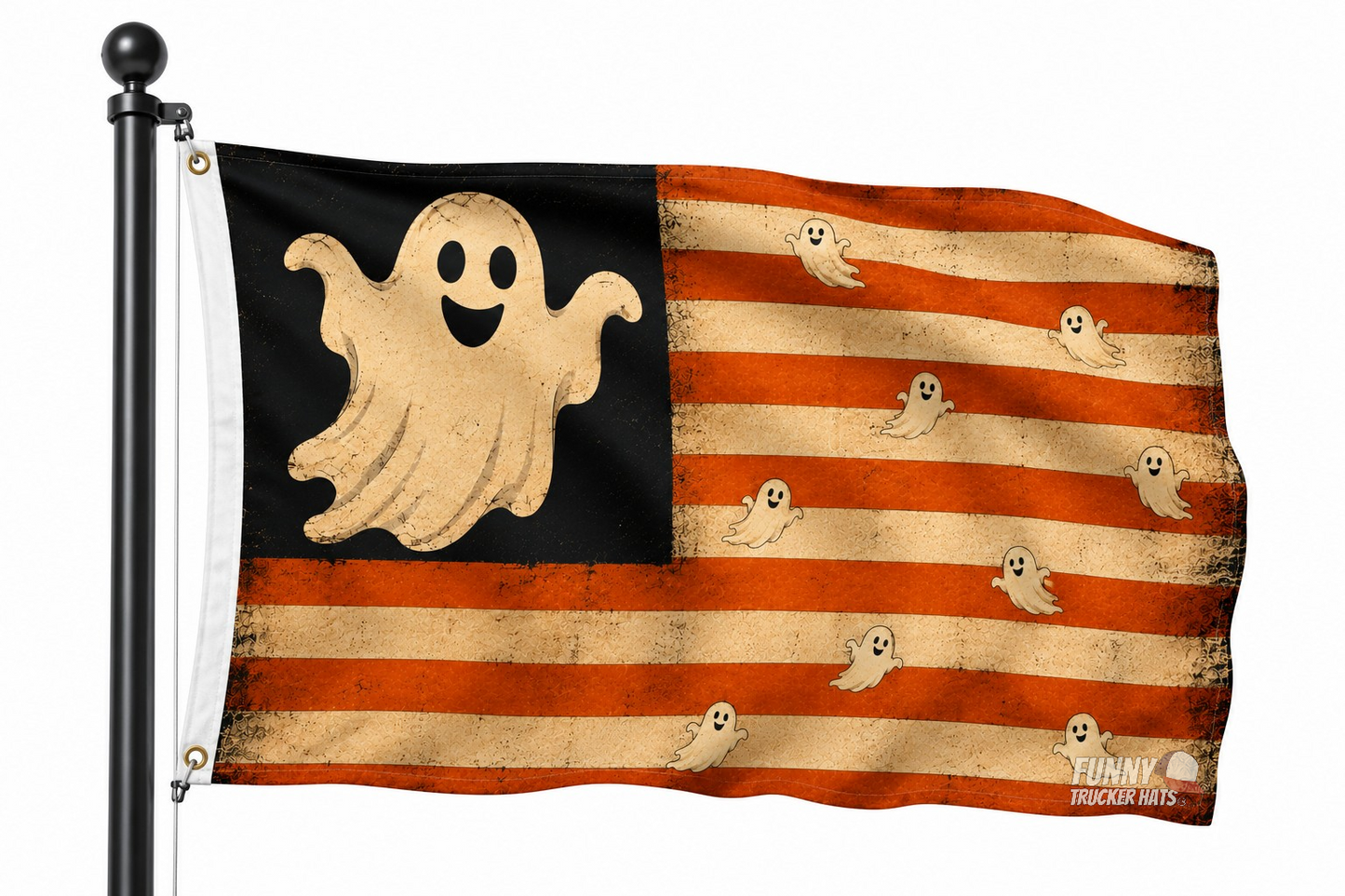 Ghost Americana Halloween Flag | Vintage 3x5 Ghost Flag | Patriotic Halloween Porch Decor