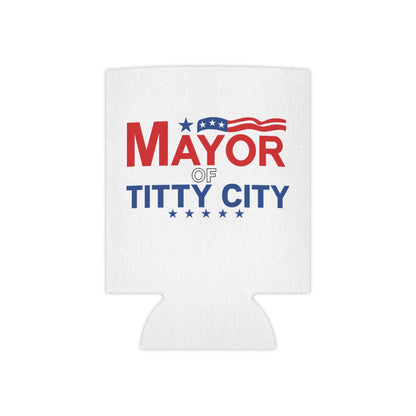 Mayor Of Titty City Funny Beer Can Cooler Holder Sleeve