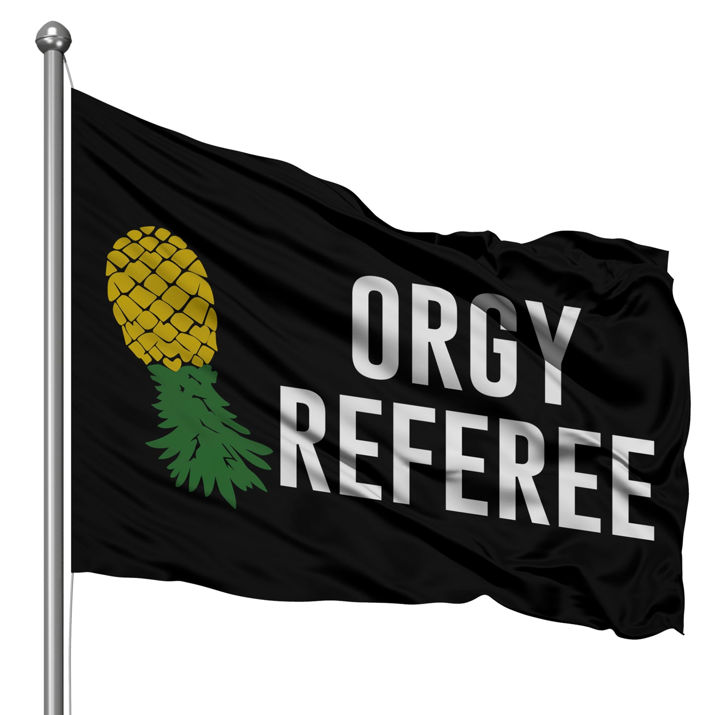 Orgy Referee Flag 3x5 Wall Decor Banner swingers party upside down pineapple