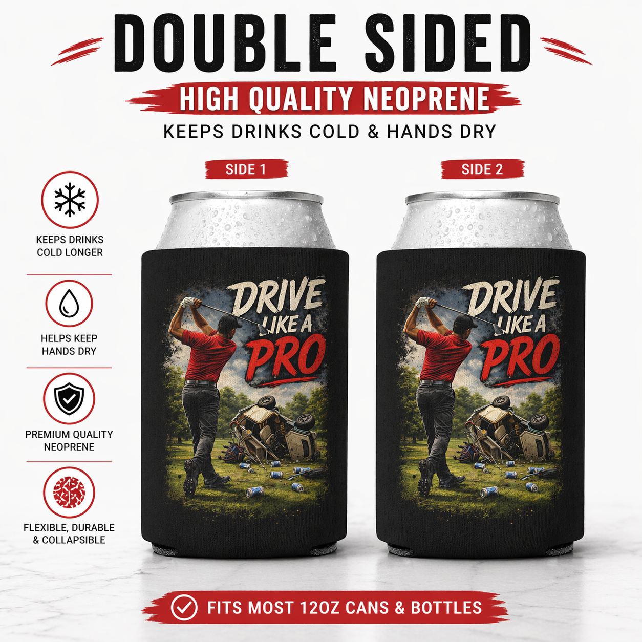 Drive Like A Pro Beer Can Sleeve Golf Beer Can Cooler Holder