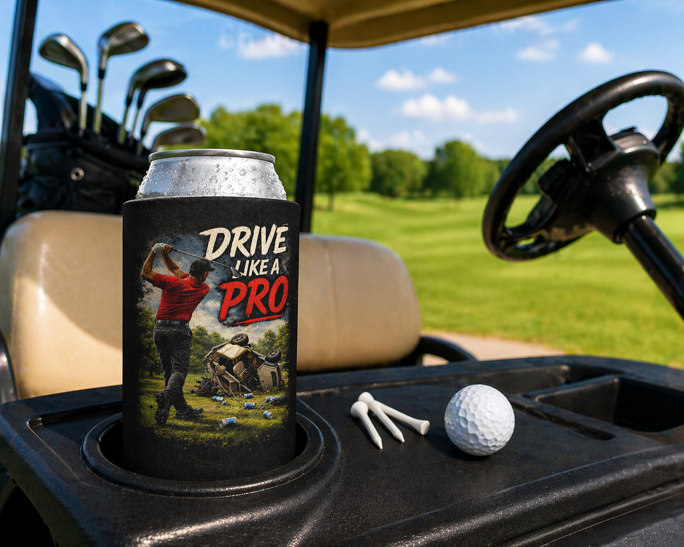 Drive Like A Pro Beer Can Sleeve Golf Beer Can Cooler Holder