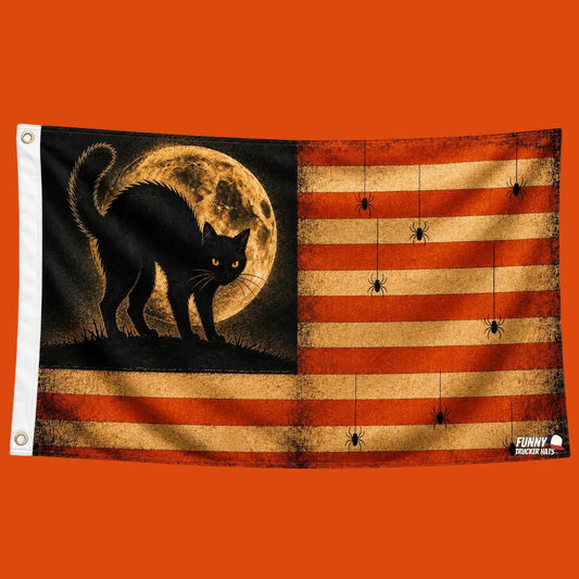 Vintage Black Cat Halloween Flag | Spooky 3x5 Fall Porch Flag