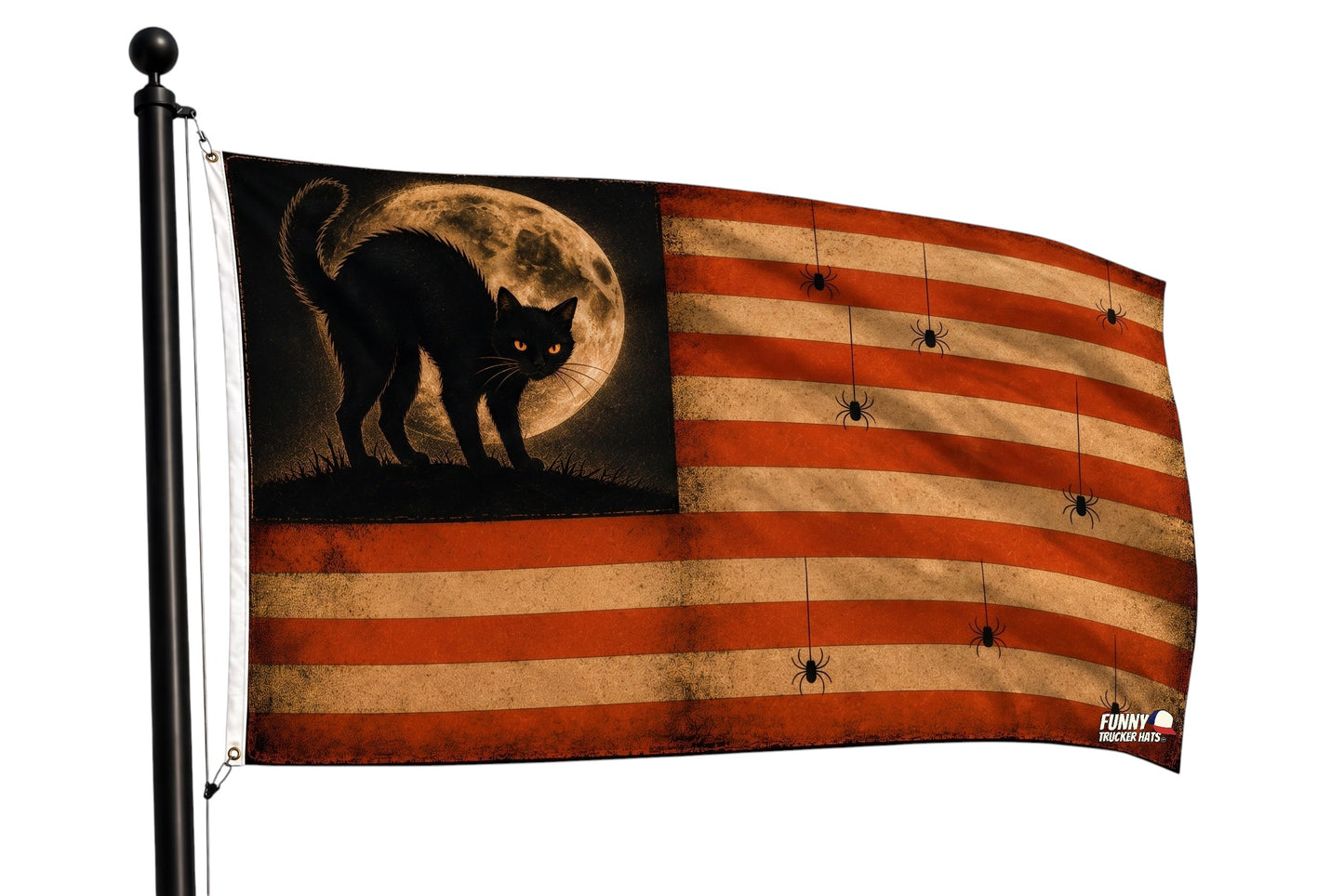 Vintage Black Cat Halloween Flag | Spooky 3x5 Fall Porch Flag