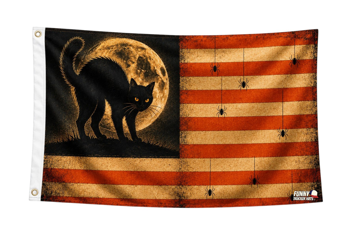 Vintage Black Cat Halloween Flag | Spooky 3x5 Fall Porch Flag