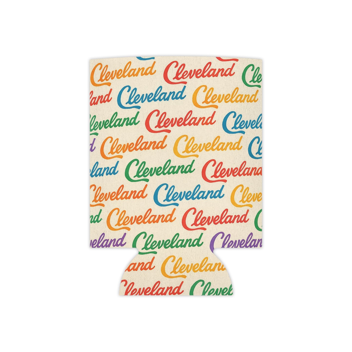 Cleveland Script All Over Print Beer Can Cooler Holder Sleeve