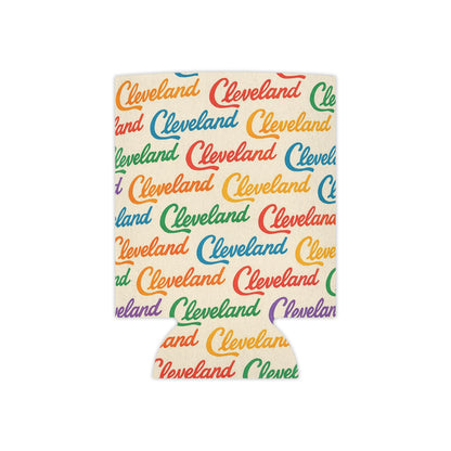 Cleveland Script All Over Print Beer Can Cooler Holder Sleeve