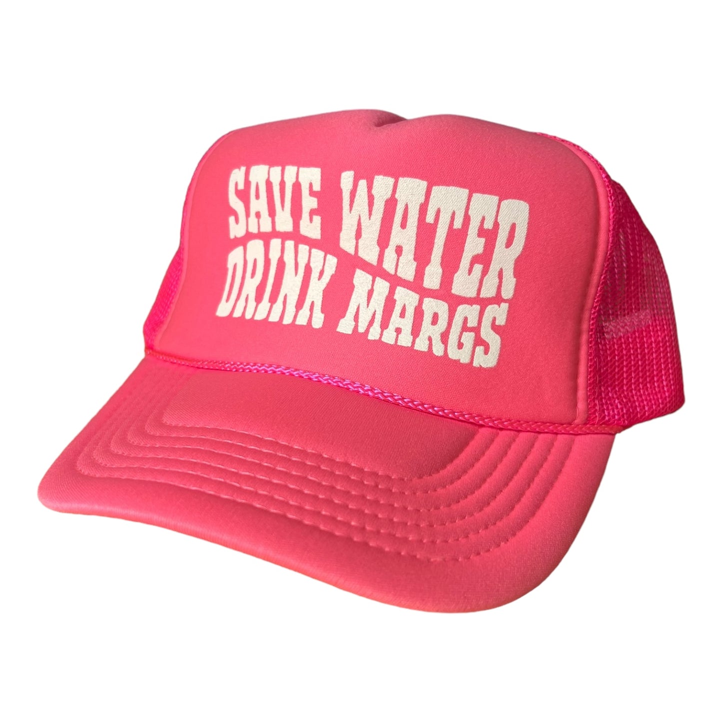 Save Water Drink Margs Hat Funny Trucker Hat Hot Pink