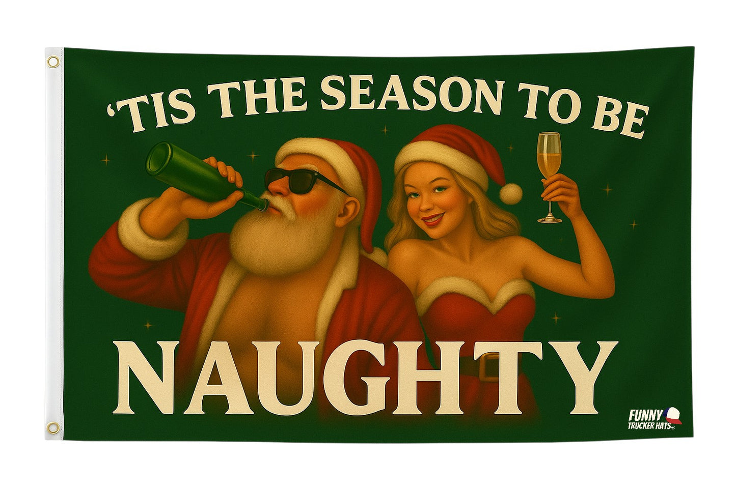 Tis The Season To Be Naughty Funny Christmas Flag 3x5 Wall Decor Funn wall Banner