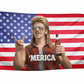 MERICA' Mullet Man Funny American Flag 3x5 Wall Decor Banner
