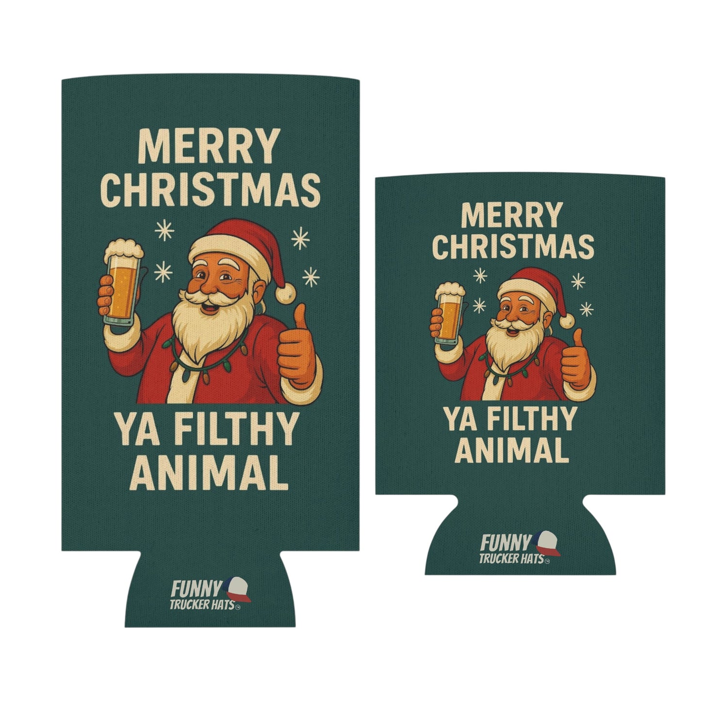 Merry Christmas Ya Filthy Animal Funny Beer Can Cooler Holder Sleeve