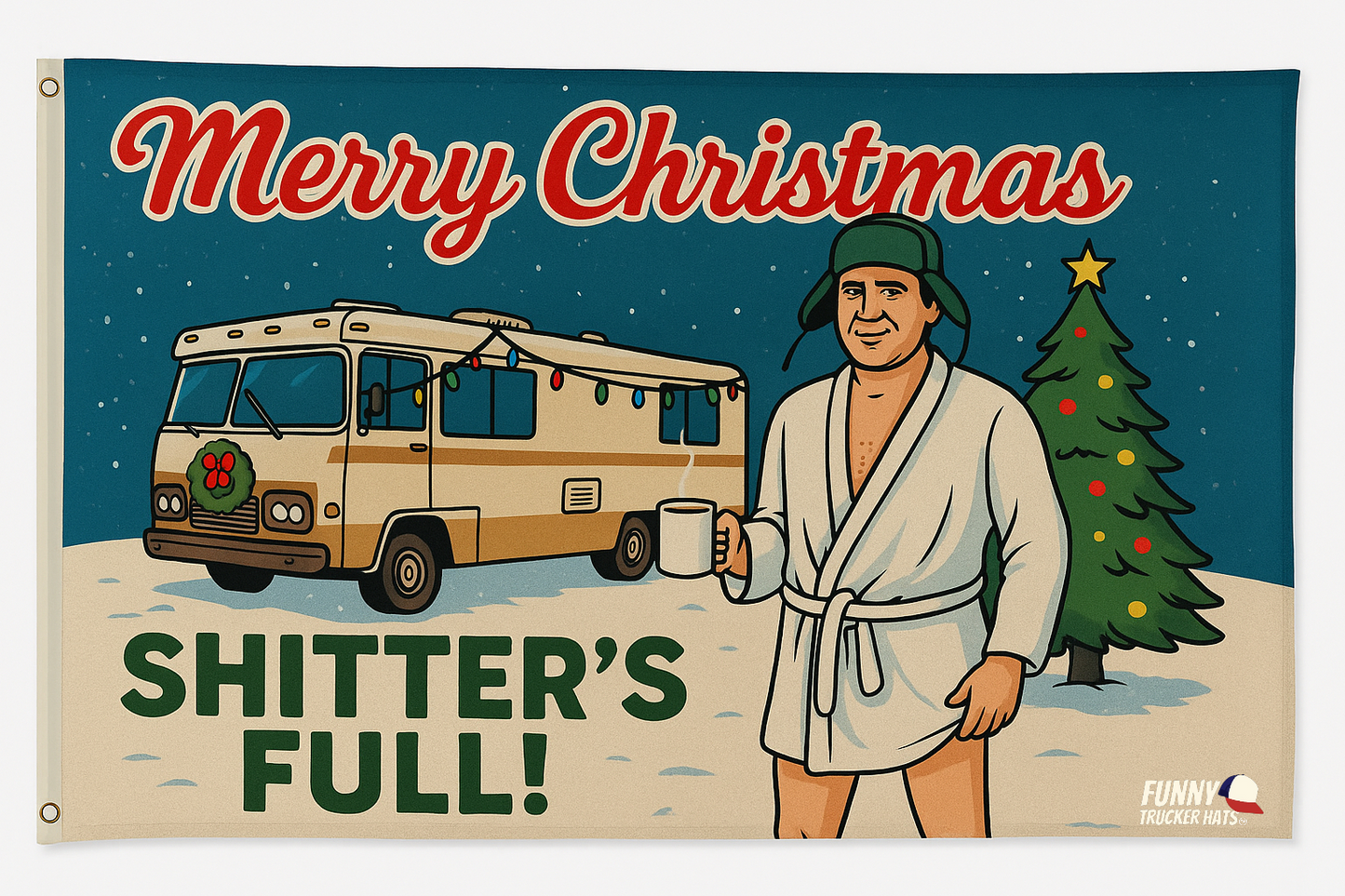Merry Christmas Shitters Full Funny Flag 3x5 Wall Decor Funn wall Banner