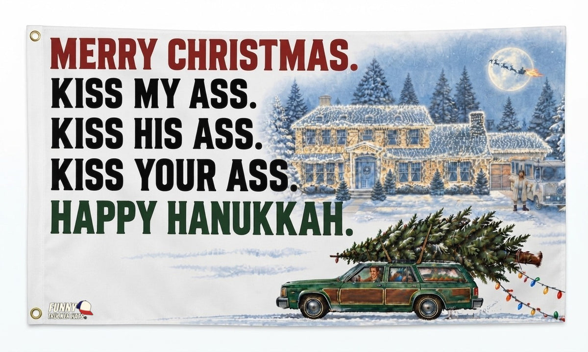 Merry Christmas Kiss My Ass Funny Christmas Flag – 3x5 Ft