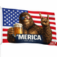 MERICA' Bigfoot Sasquatch Funny American Flag 3x5 Wall Decor Banner