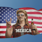 MERICA' Mullet Man Funny American Flag 3x5 Wall Decor Banner