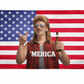 MERICA' Mullet Man Funny American Flag 3x5 Wall Decor Banner
