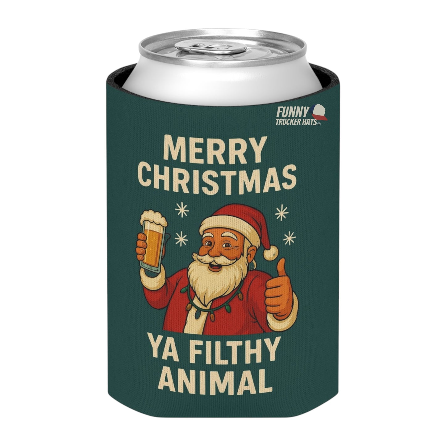 Merry Christmas Ya Filthy Animal Funny Beer Can Cooler Holder Sleeve