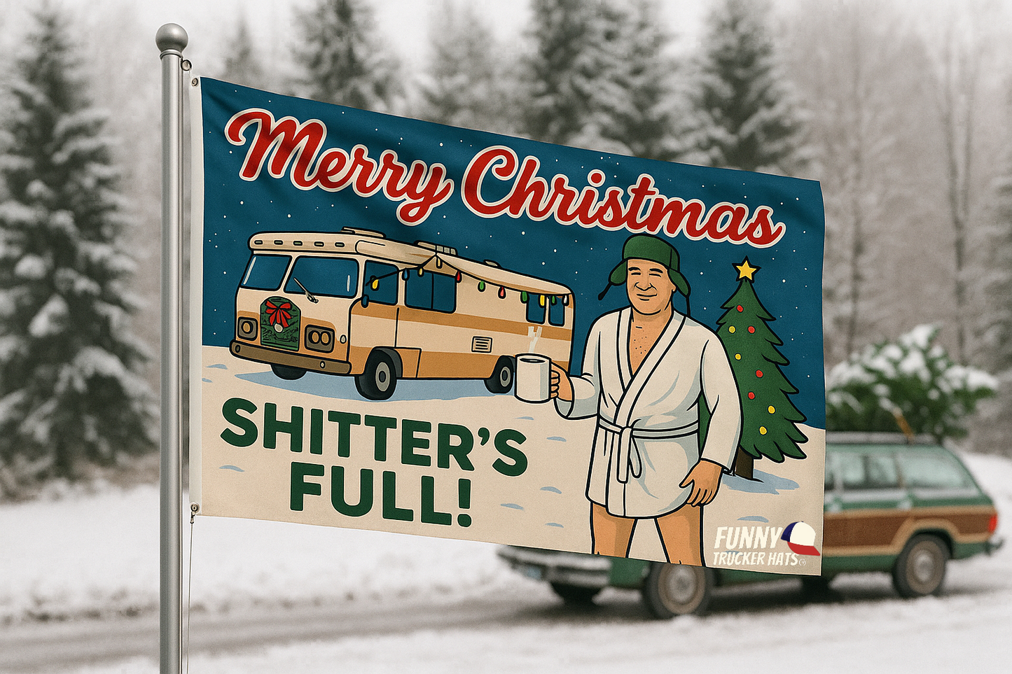 Merry Christmas Shitters Full Funny Flag 3x5 Wall Decor Funn wall Banner