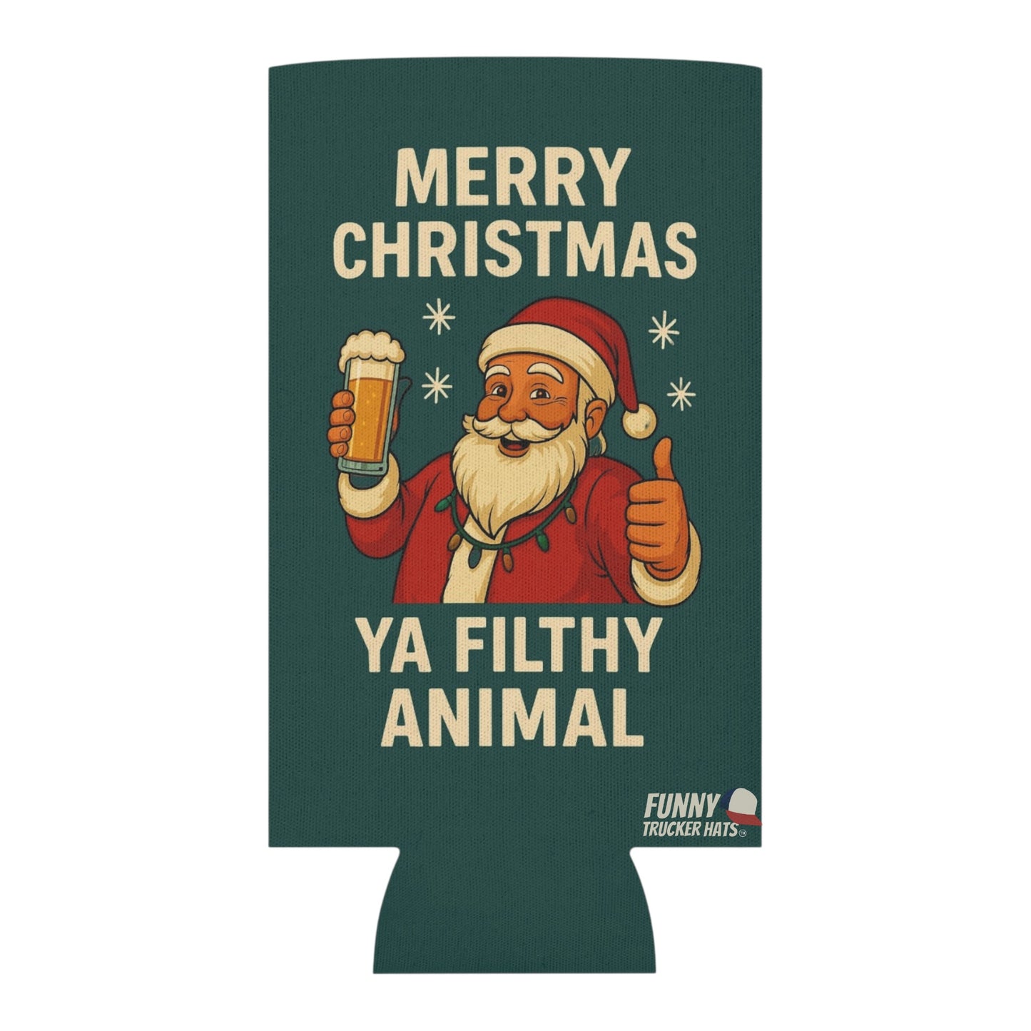Merry Christmas Ya Filthy Animal Funny Beer Can Cooler Holder Sleeve