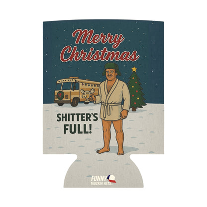Merry Christmas Shitter's Full Funny Christmas  Beer Can Cooler Holder Sleeve