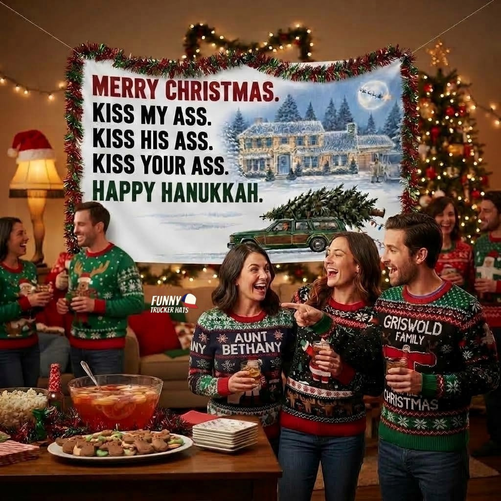 Merry Christmas Kiss My Ass Funny Christmas Flag – 3x5 Ft