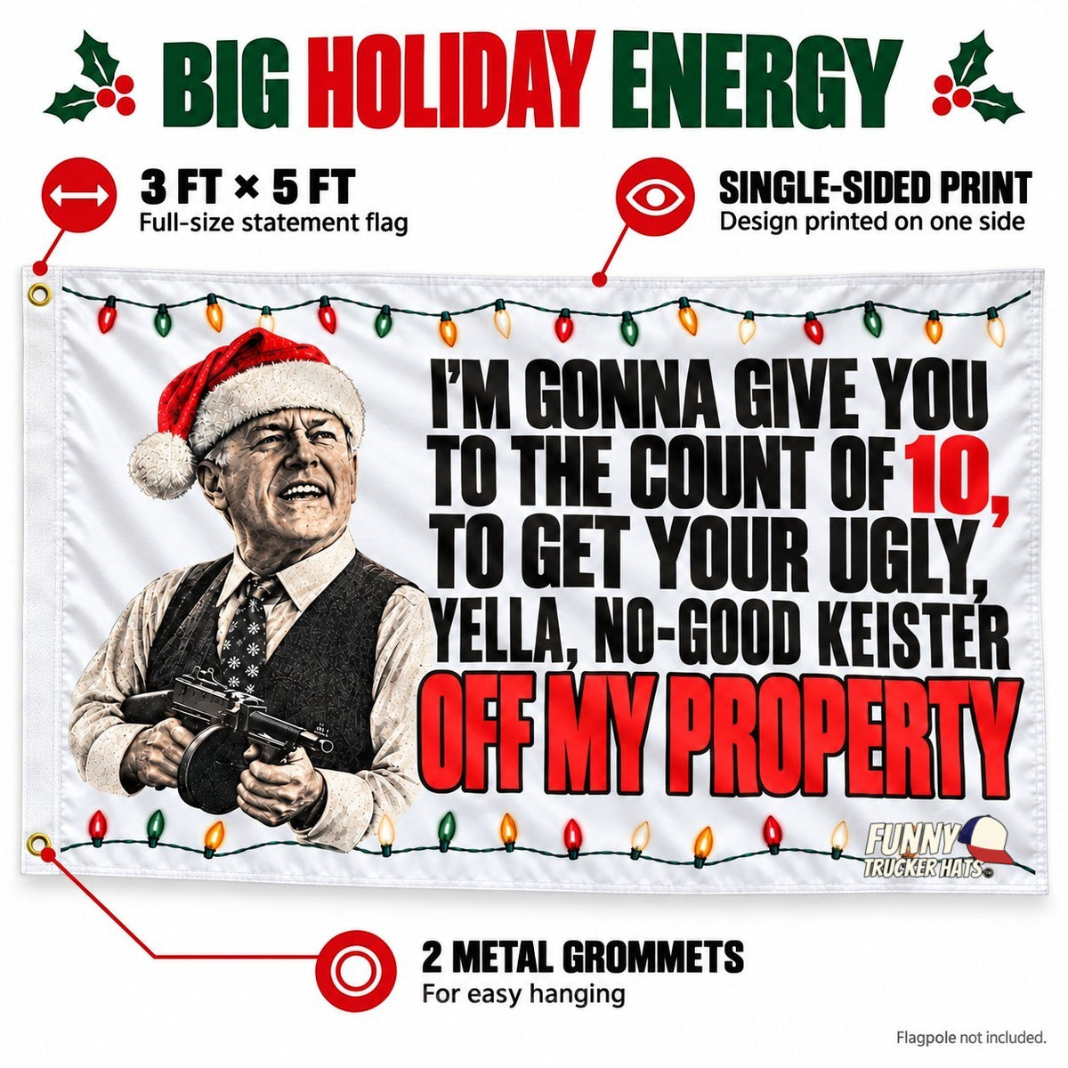 Count of 10 Funny Christmas Flag – 3x5 Ft