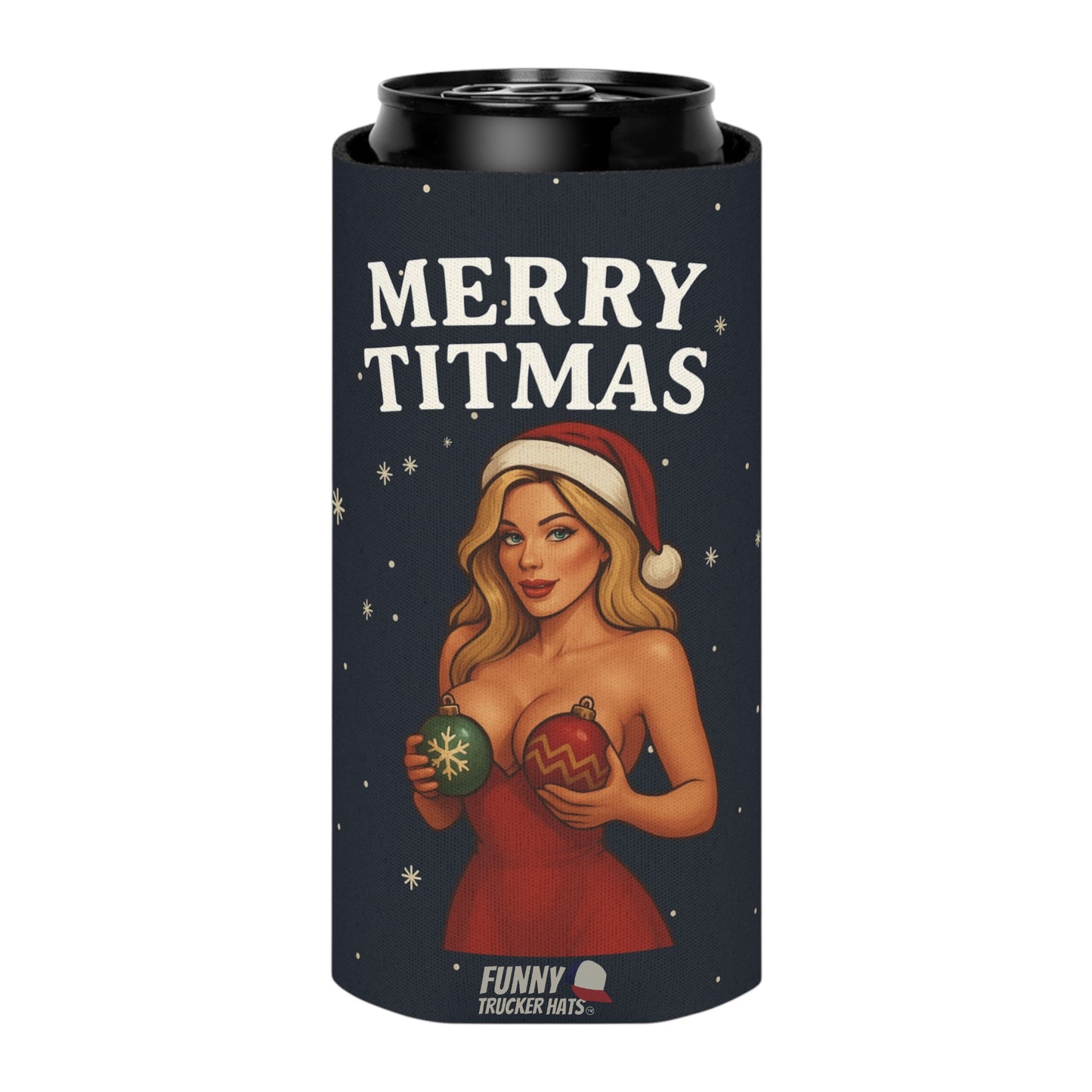 Merry Titmas Funny Christmas  Beer Can Cooler Holder Sleeve