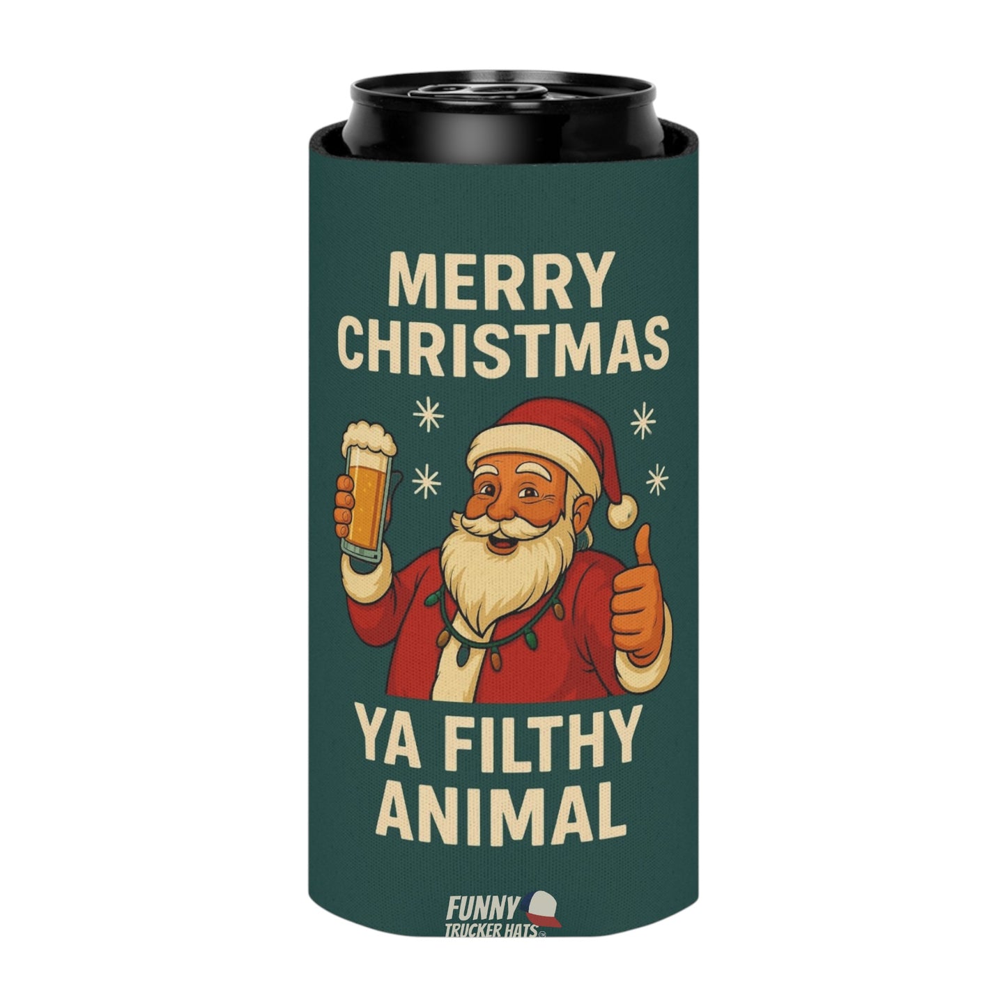 Merry Christmas Ya Filthy Animal Funny Beer Can Cooler Holder Sleeve