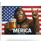MERICA' Bigfoot Sasquatch Funny American Flag 3x5 Wall Decor Banner