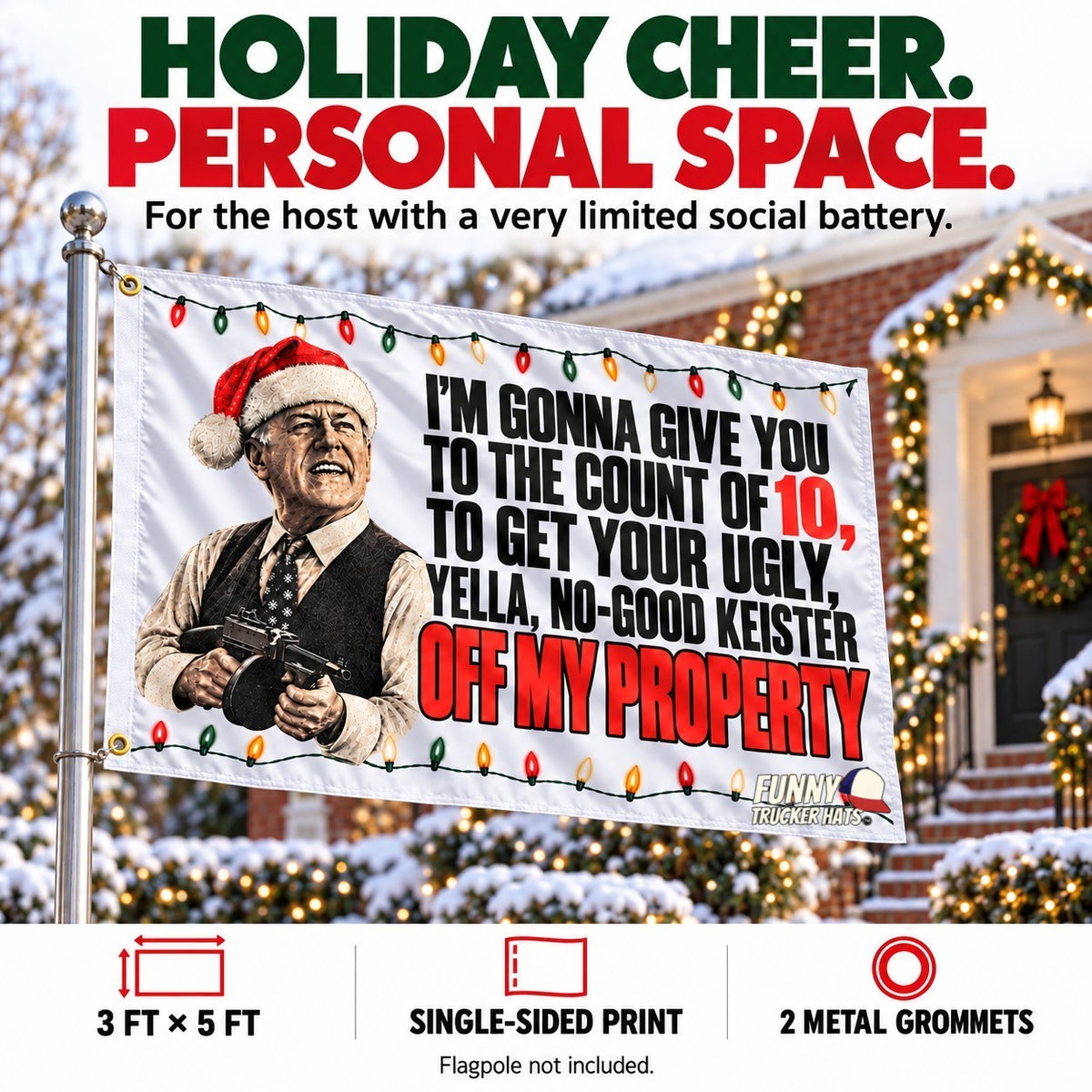 Count of 10 Funny Christmas Flag – 3x5 Ft