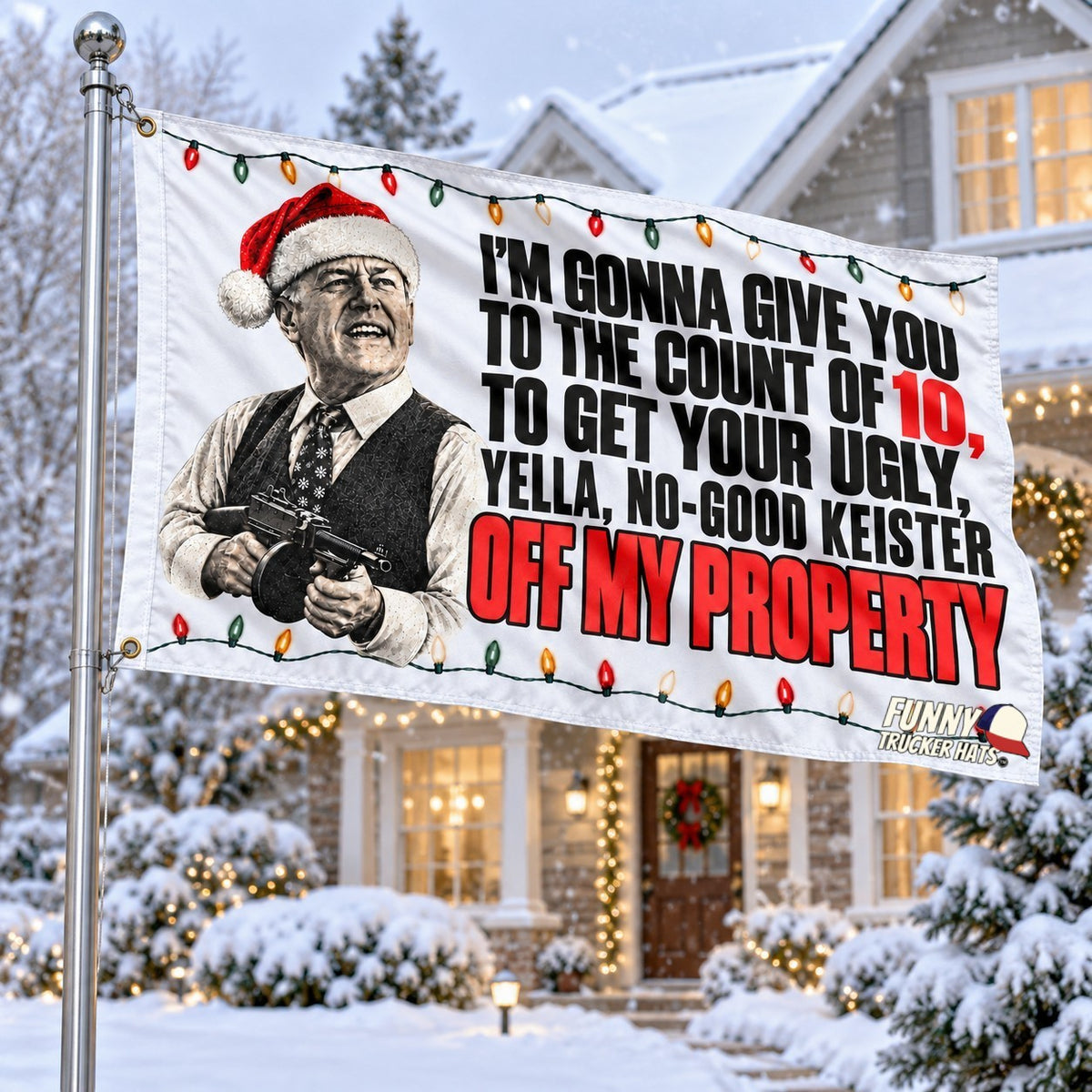 Count of 10 Funny Christmas Flag – 3x5 Ft