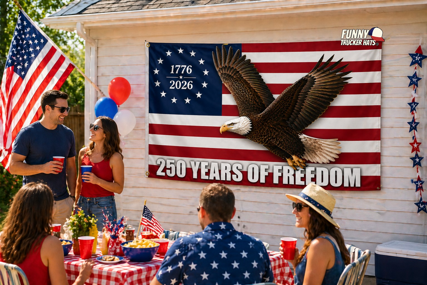 250 Years Of Freedom American Flag 3x5 Wall Decor Banner
