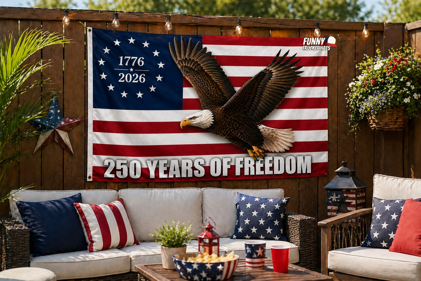 250 Years Of Freedom American Flag 3x5 Wall Decor Banner