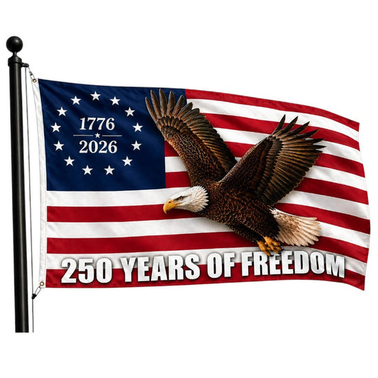 250 Years Of Freedom American Flag 3x5 Wall Decor Banner