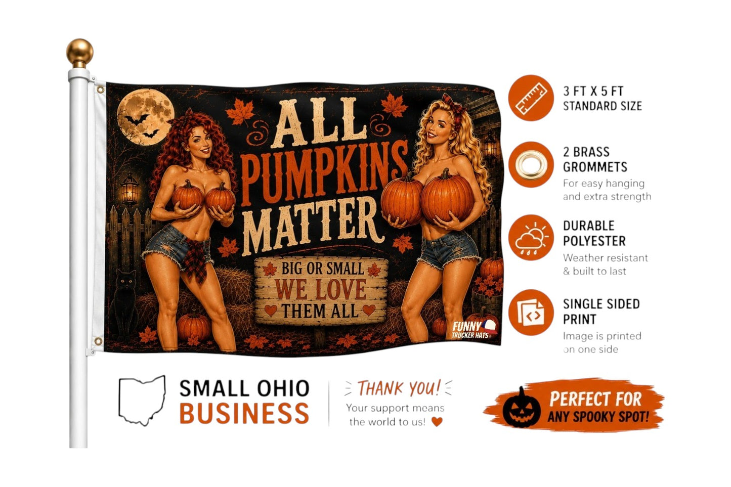 All Pumpkins Matter Halloween Flag | Funny 3x5 Fall Porch Flag