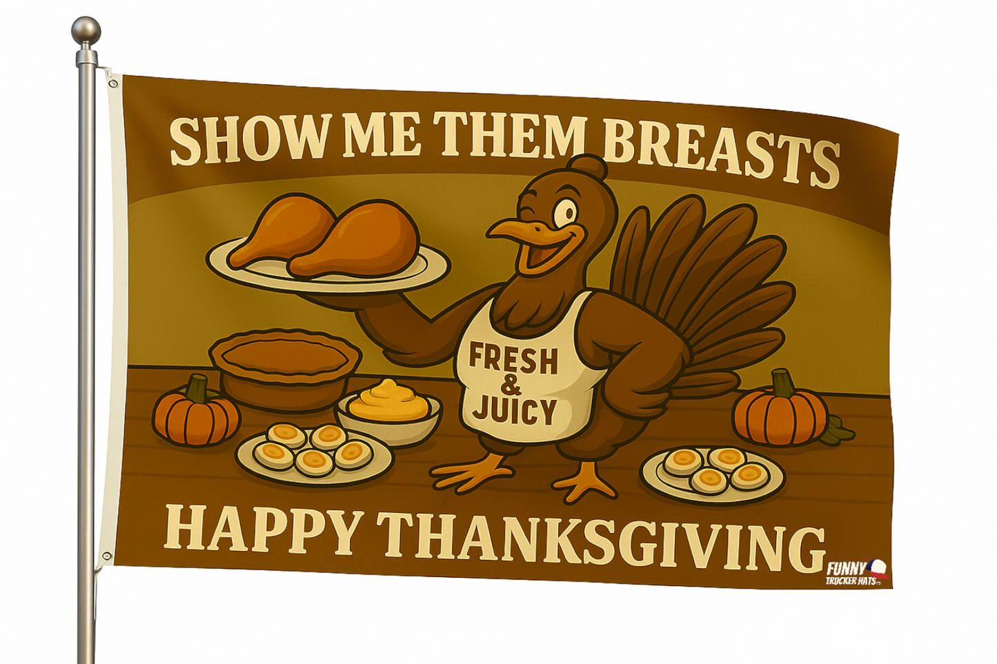 Show Me Them Breasts Funny Thankgsving Flag 3x5 Wall Decor wall Banner