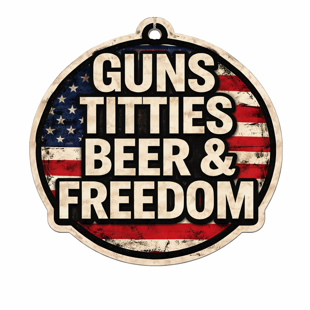 Guns Titties Beer & Freedom Car Air Freshener – Outlaw Cologne | Funny Patriotic Gift | BC Fresh Co.