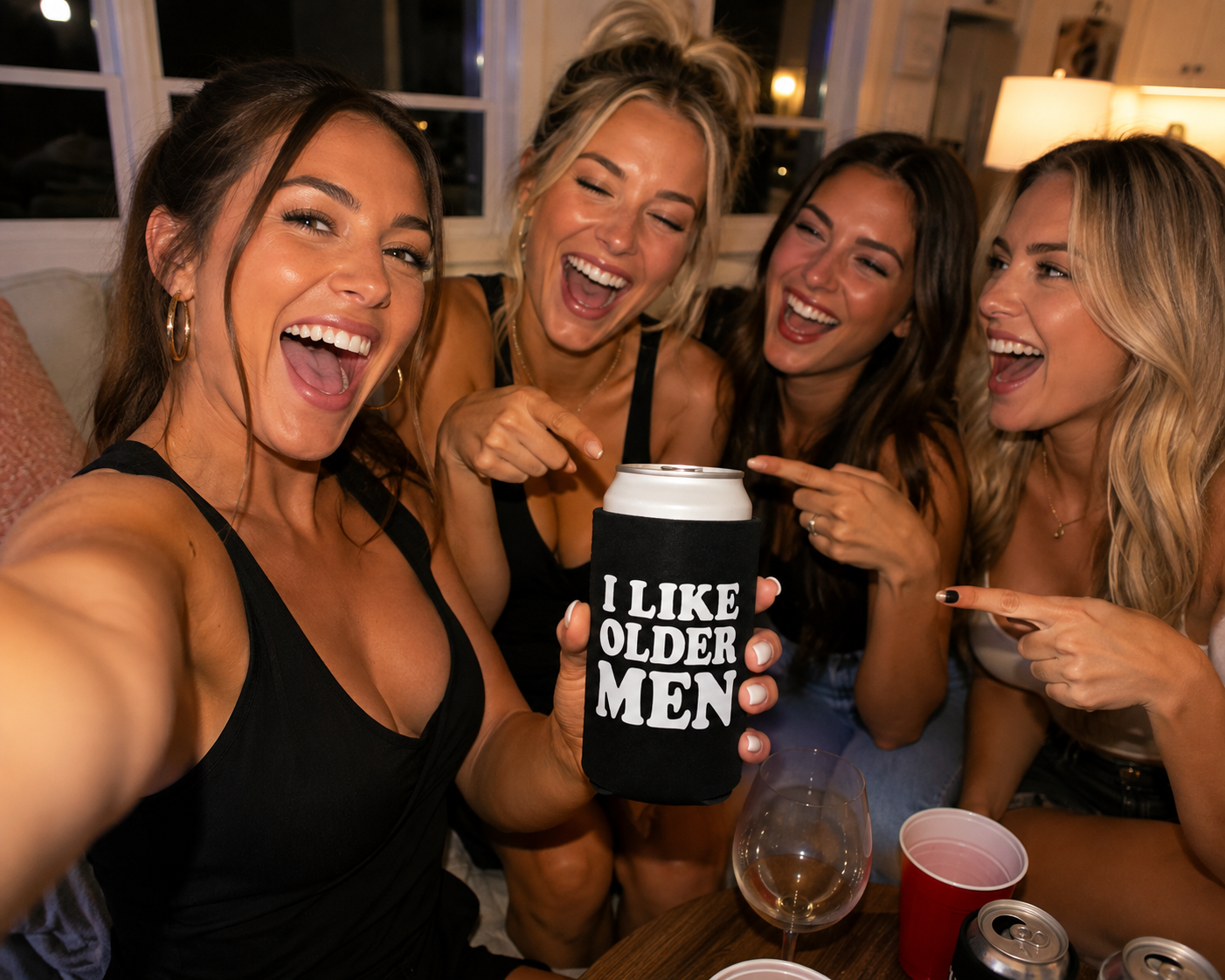 I Like Older Men Funny Can Cooler Can Coozie