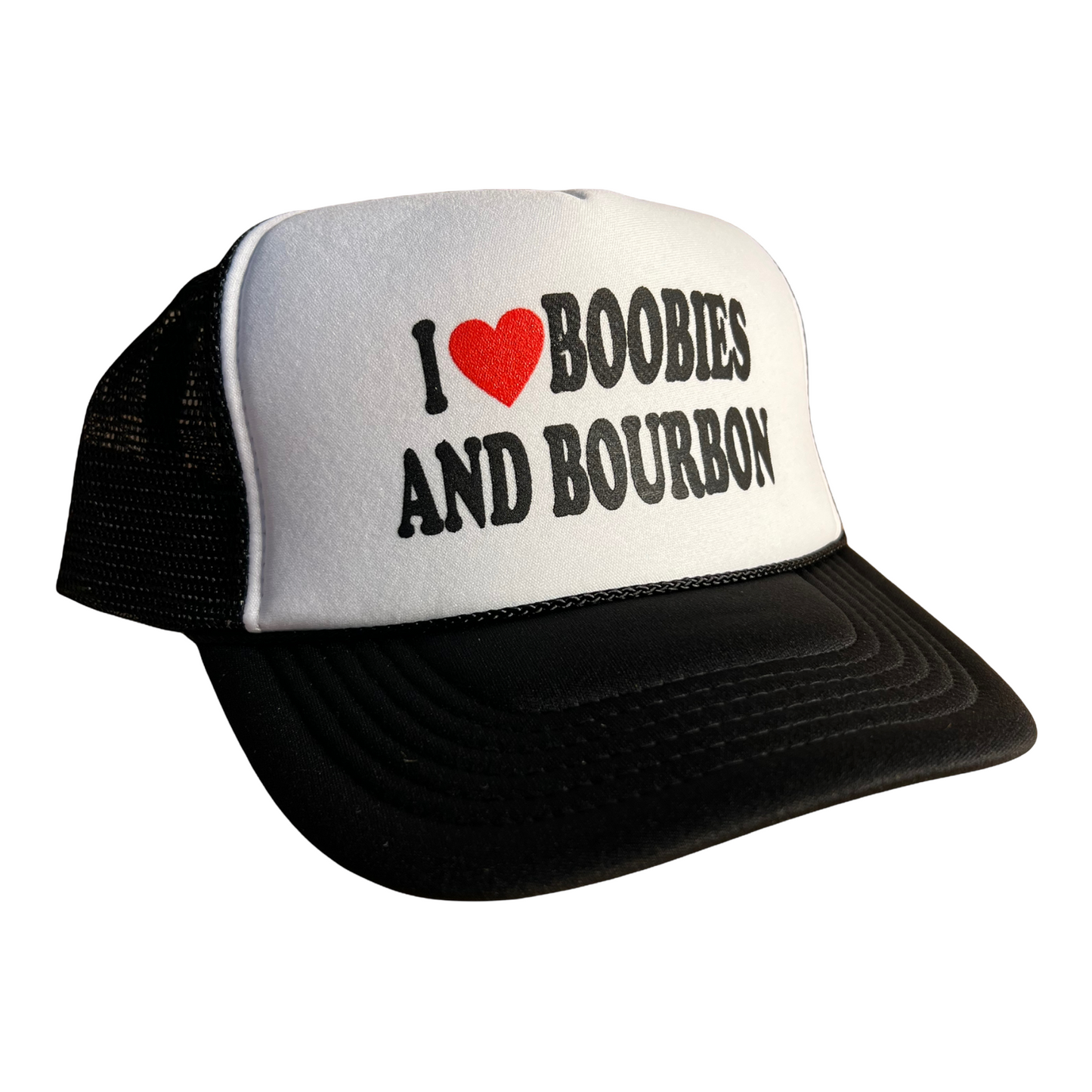 I Love Boobies Funny Trucker Hat Black