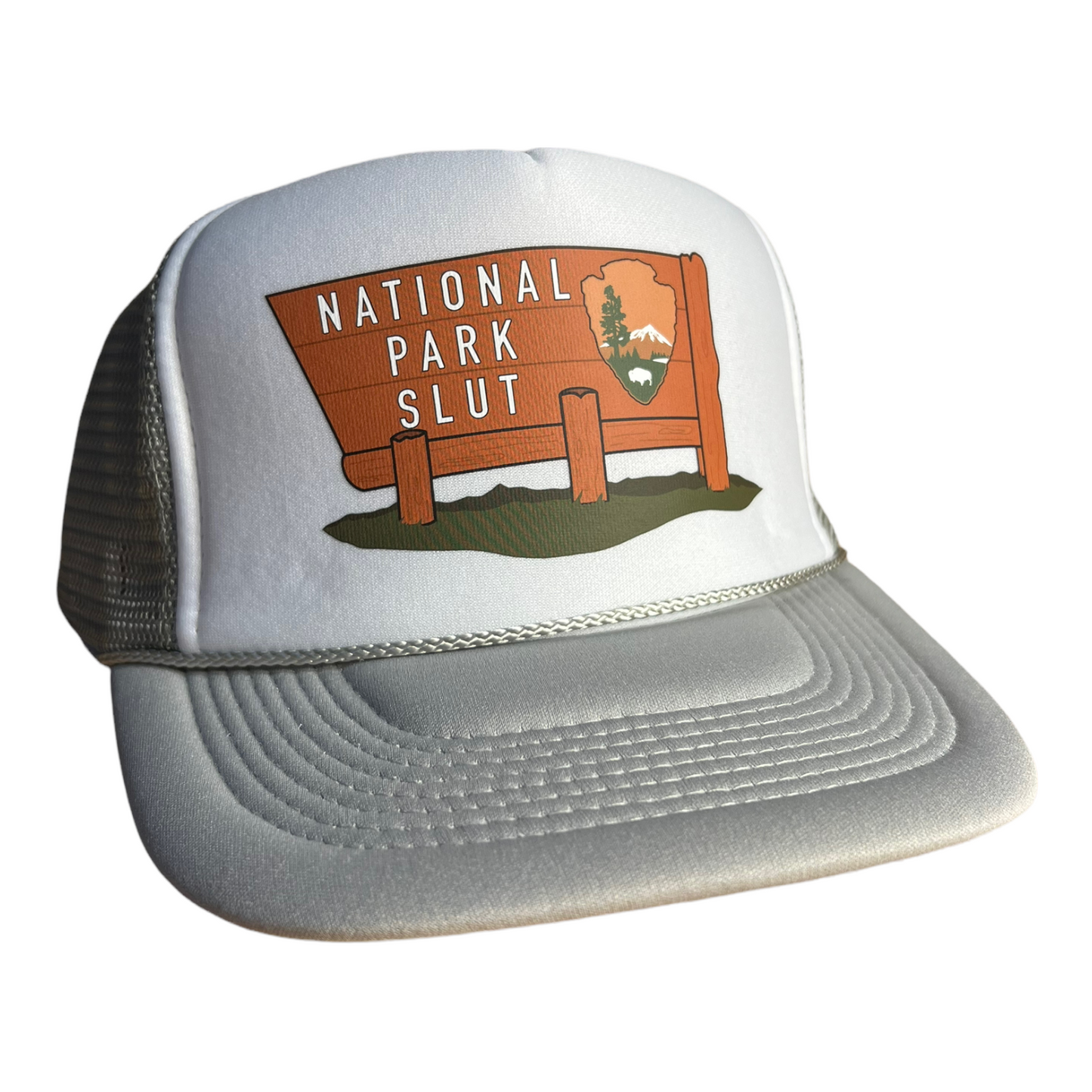 National Park Slut Hat Funny Trucker Hat Gray/White