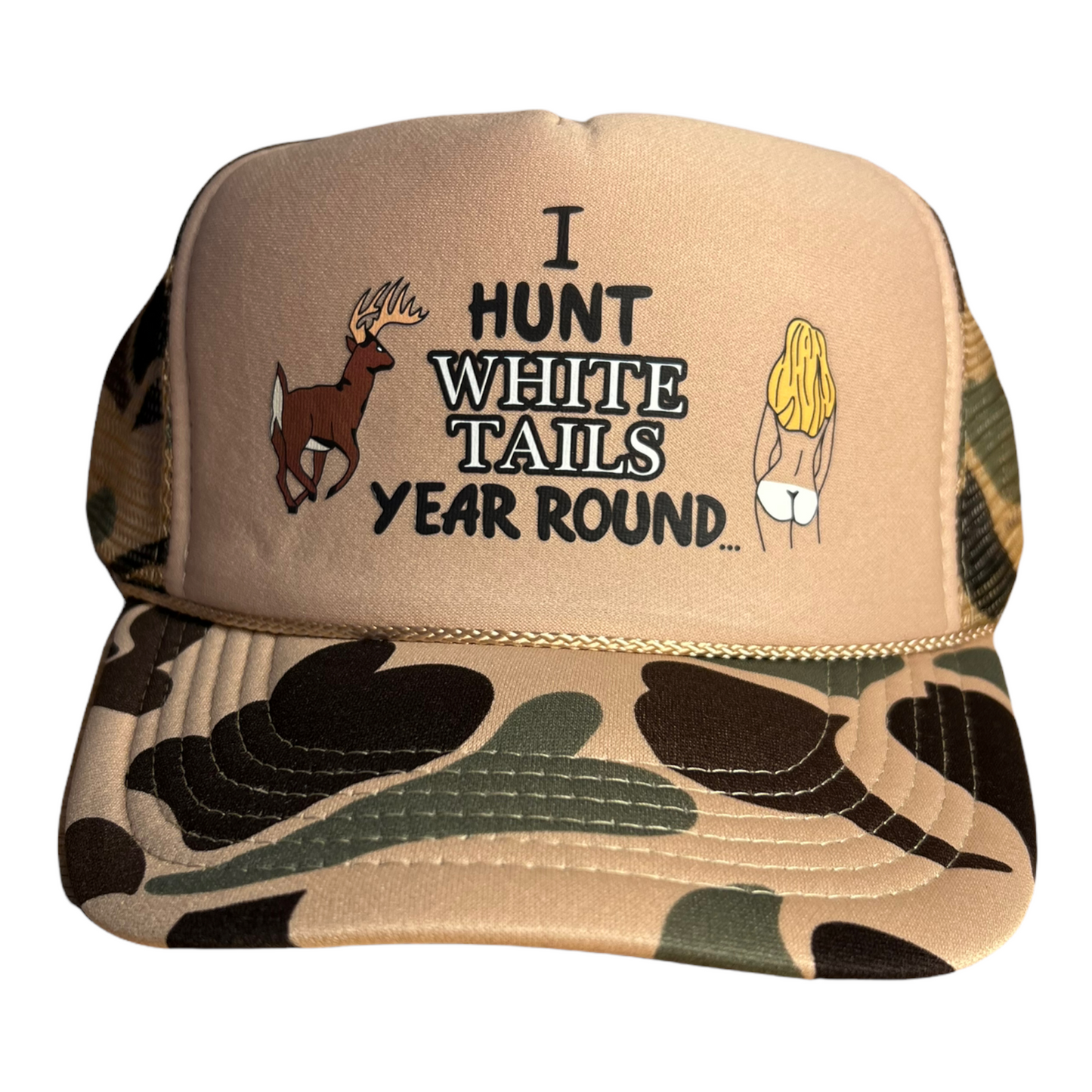 I Hunt White Tails Year Round Trucker Hat Funny Trucker Hat Camo