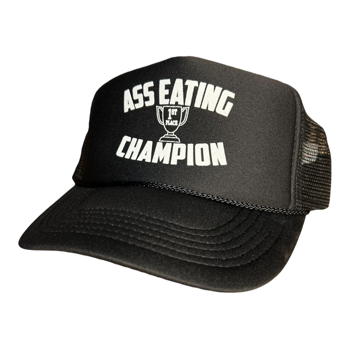 Ass Eating Champion Trucker Hat Funny Trucker Hat Black