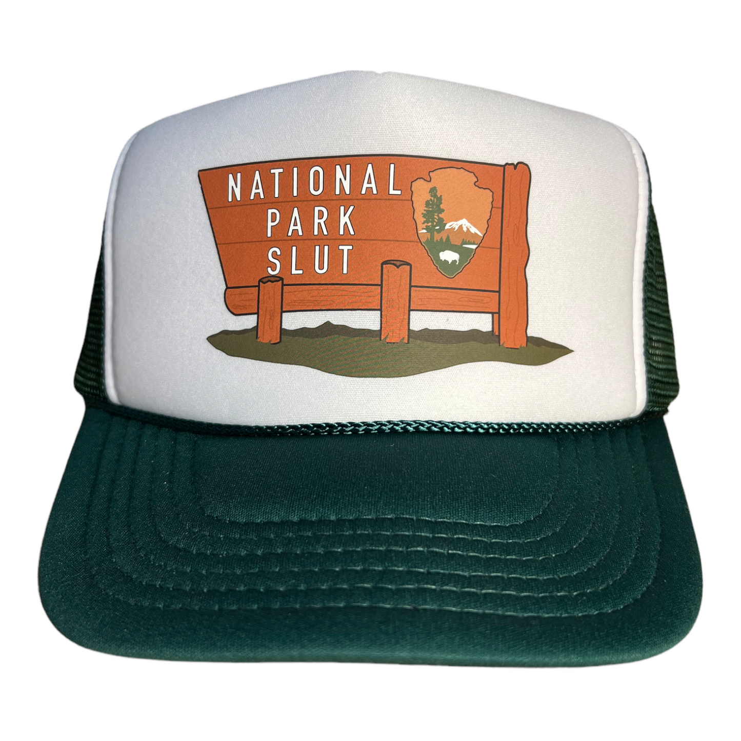 National Park Slut Trucker Hat Funny Trucker Hat Green/White
