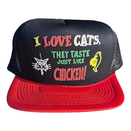 Vintage I Love Cats Trucker Hat Funny Hat Red/Black
